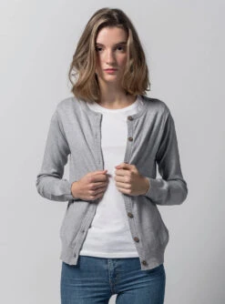 Cardigan 3 Pack -Stoff Punkt Verkaufsgeschäft 9Women Cardigan grey open