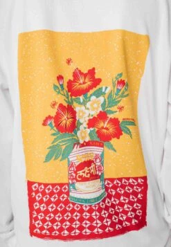 Oversized Langarmshirt Artist Edition Anjali -Stoff Punkt Verkaufsgeschäft Artist Edition schweres Oversized Langarmshirt white print indian flower Men 05