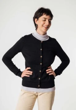 Damen Cardigan Damen Cardigan -Stoff Punkt Verkaufsgeschäft Basic Cardigan black Women 06