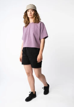 French Terry Cropped T-Shirt DEEPALI -Stoff Punkt Verkaufsgeschäft Deepali SweatT Shirt purple 03