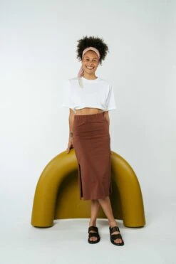 Midi Rock DIVARI -Stoff Punkt Verkaufsgeschäft Divari Skirt mahogany 06