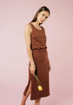 Midi Rock DIVARI -Stoff Punkt Verkaufsgeschäft Divari Skirt mahogany 07