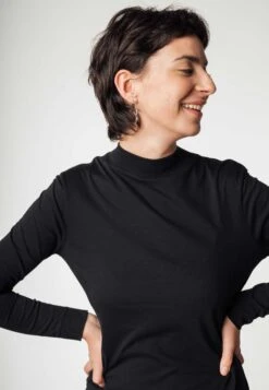 Mockneck Jerseykleid JANANI -Stoff Punkt Verkaufsgeschäft Janani Mock Neck Jersey Dress black 06