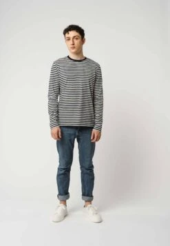 Basic Langarmshirt JERIN Stripes -Stoff Punkt Verkaufsgeschäft Jerin Lonsleeved Shirt navy white stripes 03 neu