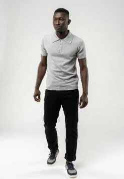 Feinstrick-Poloshirt KAPIL -Stoff Punkt Verkaufsgeschäft Kapil grey blend 04