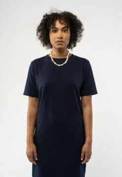 Langes Jersey Kleid LATIKA -Stoff Punkt Verkaufsgeschäft Latika navy 04