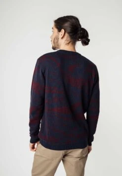 Jacquard Strickpullover MANAV -Stoff Punkt Verkaufsgeschäft Manav Jacquard Knit Jumper navy raisin pattern 03