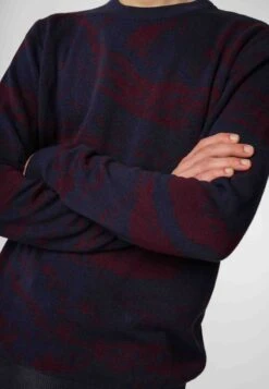 Jacquard Strickpullover MANAV -Stoff Punkt Verkaufsgeschäft Manav Jacquard Knit Jumper navy raisin pattern 05