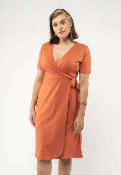 Jersey Wickelkleid MOHANA -Stoff Punkt Verkaufsgeschäft Mohana terracotta 04