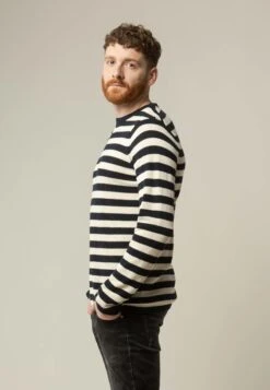 Stoff Punkt Verkaufsgeschäft -Stoff Punkt Verkaufsgeschäft Nayan navy cream stripes 02