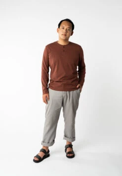 Henley Langarmshirt RAHUL -Stoff Punkt Verkaufsgeschäft Rahul HenleyLongsleeve mahogany 03