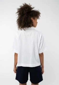 Bluse Kurzärmlig RINARA -Stoff Punkt Verkaufsgeschäft Rinara Blouse sheer grid 03