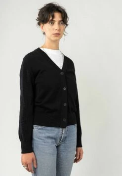 Basic V-Neck Feinstrick Cardigan SURINA Bundle -Stoff Punkt Verkaufsgeschäft Surina Women Knit Cardigan black 02