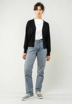 Basic V-Neck Feinstrick Cardigan SURINA Bundle -Stoff Punkt Verkaufsgeschäft Surina Women Knit Cardigan black 04