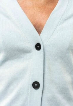 Damen Basic V-Neck Feinstrick Cardigan SURINA -Stoff Punkt Verkaufsgeschäft Surina soft blue 05