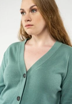Damen Basic V-Neck Feinstrick Cardigan SURINA -Stoff Punkt Verkaufsgeschäft Surina turquoise 8214