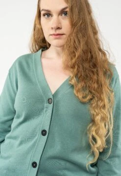 Damen Basic V-Neck Feinstrick Cardigan SURINA -Stoff Punkt Verkaufsgeschäft Surina turquoise 8217