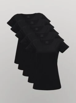 T-Shirt 5 Pack Damen -Stoff Punkt Verkaufsgeschäft T Shirt Damen 5er schwarz 0