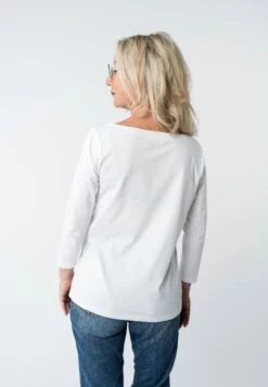 Langarmshirt ZARINA -Stoff Punkt Verkaufsgeschäft Zarina Boatneck Shirt white 03